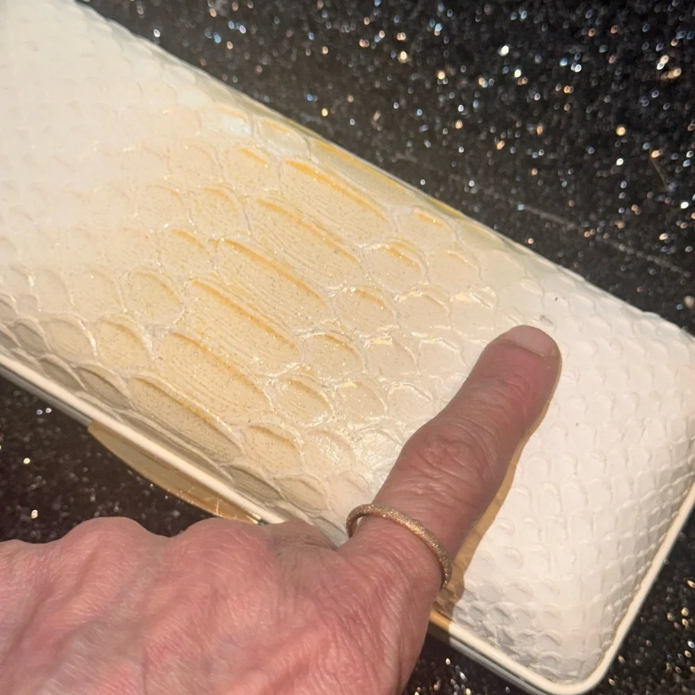 Coach Cream and Gold Textured Clutch